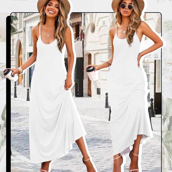 Plus Size Womens Maxi Dress Sleeveless Pockets Summer Casual Long Dress - Picture 4 of 5